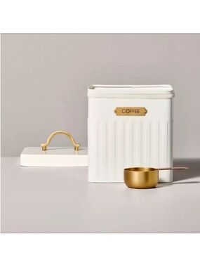 Metal Coffee Tin with Scooper Cream/Brass - Hearth & Hand Magnolia